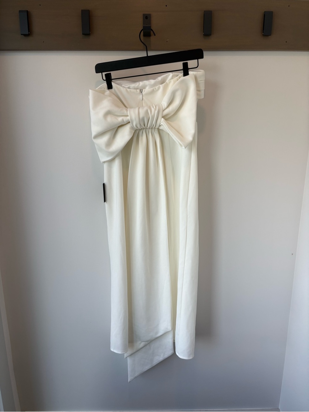 Lulus White Strapless Bow Midi Dress - NWT - Size Large Bridal Event Party - Picture 7 of 12